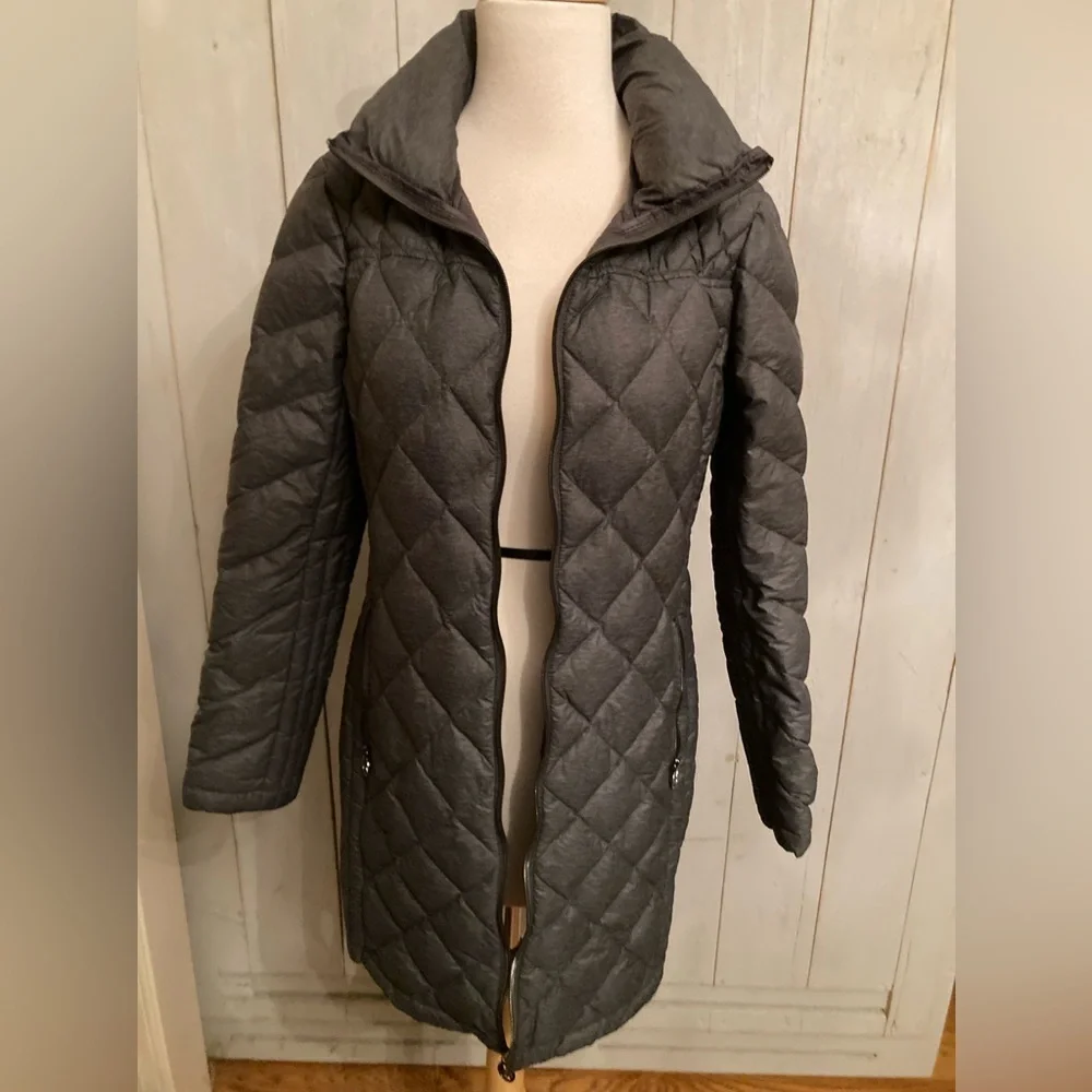 Michael‎ Kors Lightweight Diamond Quilted Down Full Puffer Jacket Coat S Grey